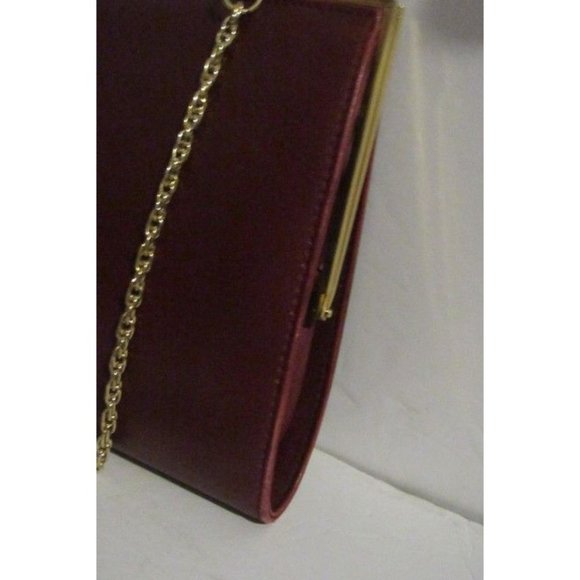 Gucci Dark Red Leather Two-Way Clutch W Gold Chain Strap - Picture 8 of 12